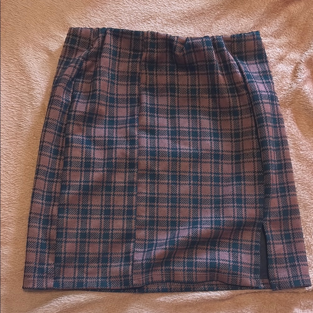 Plaid Women's Skirt - brown and Black